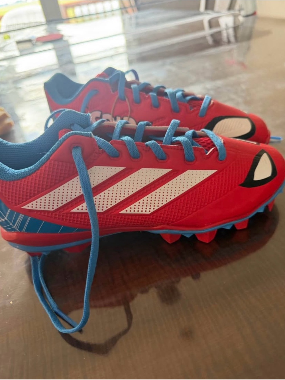 adidas Kids Red and Blue Soccer Cleats